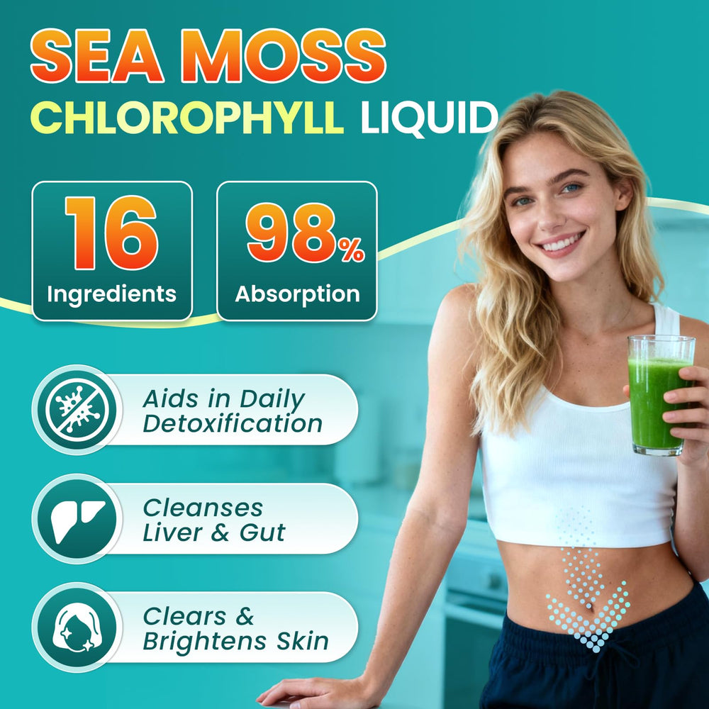 Sea Moss Drops being added to a glass of water