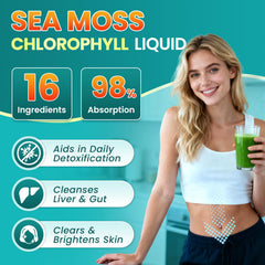 Sea Moss Drops being added to a glass of water