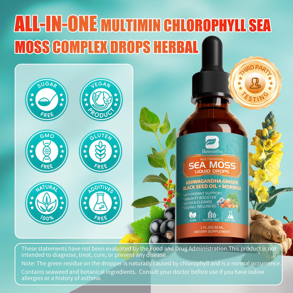 Lifestyle shot of Sea Moss Drops for immune support and detox