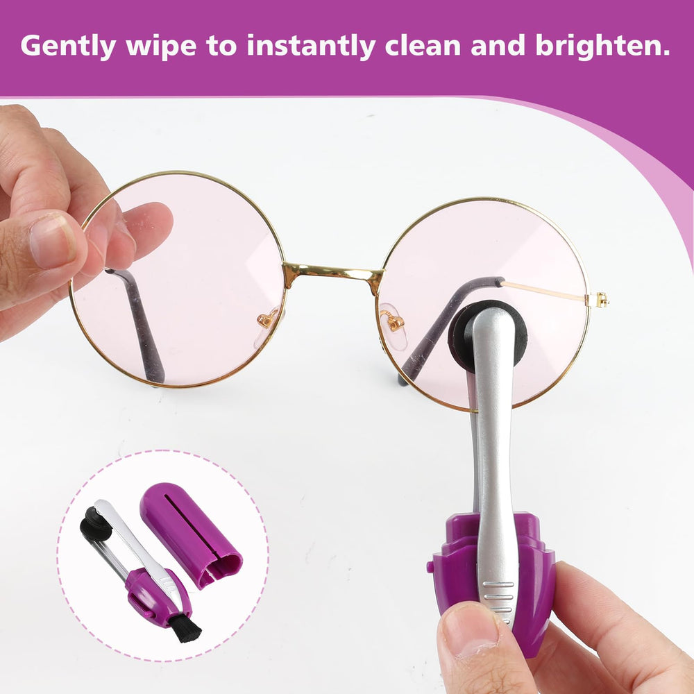Close-up of microfiber tips cleaning lens