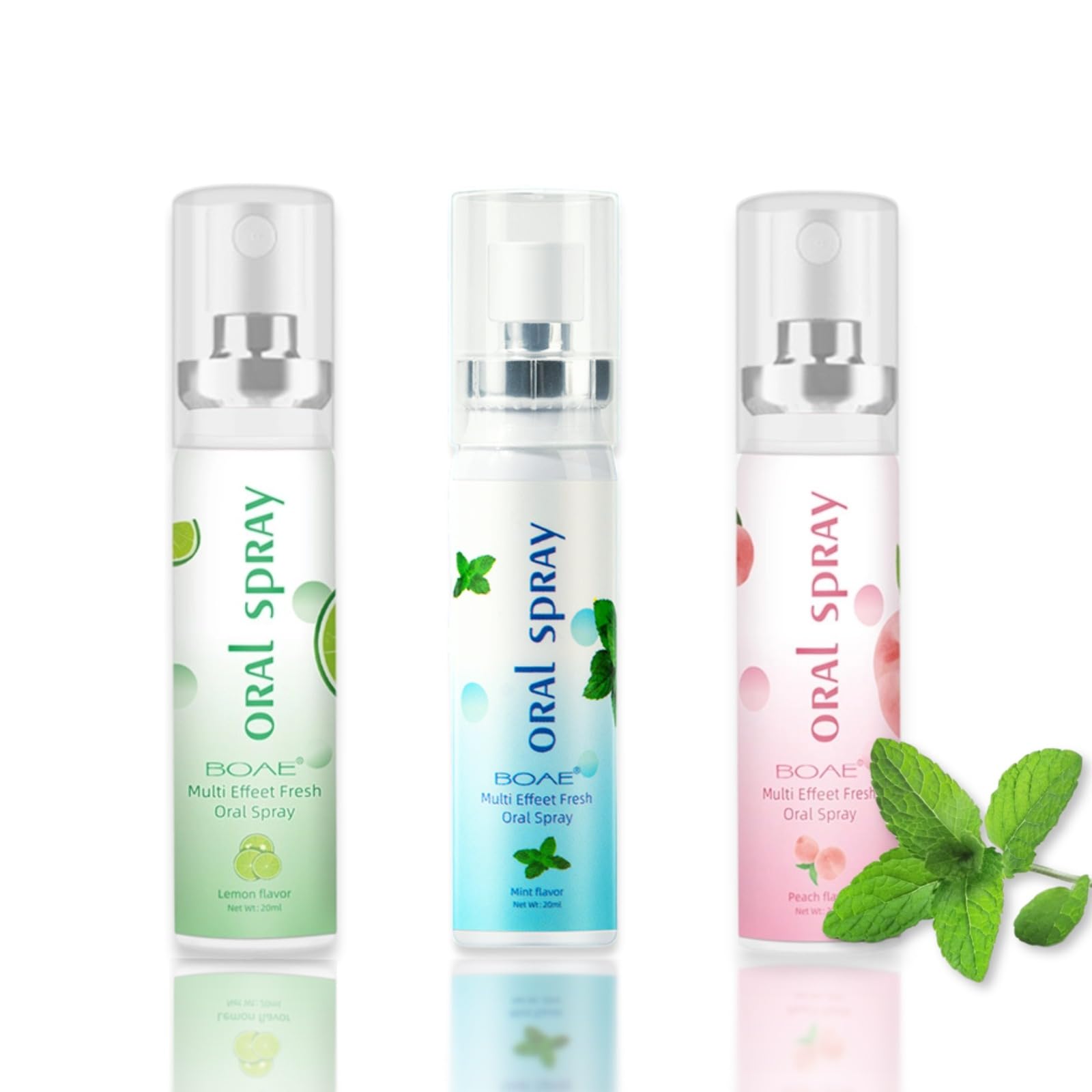 Three-pack of 0.68 fl oz bottles of 3PCS Oral Breath Spray with fruity label