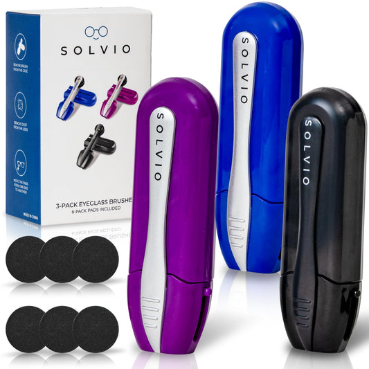 Three-pack portable microfiber eyeglass cleaner kit with brush