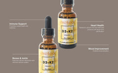 Side view of the chelated D3 K2 liquid bottle