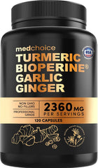 Bottle of 4-in-1 Turmeric and Garlic Supplements with 120 count