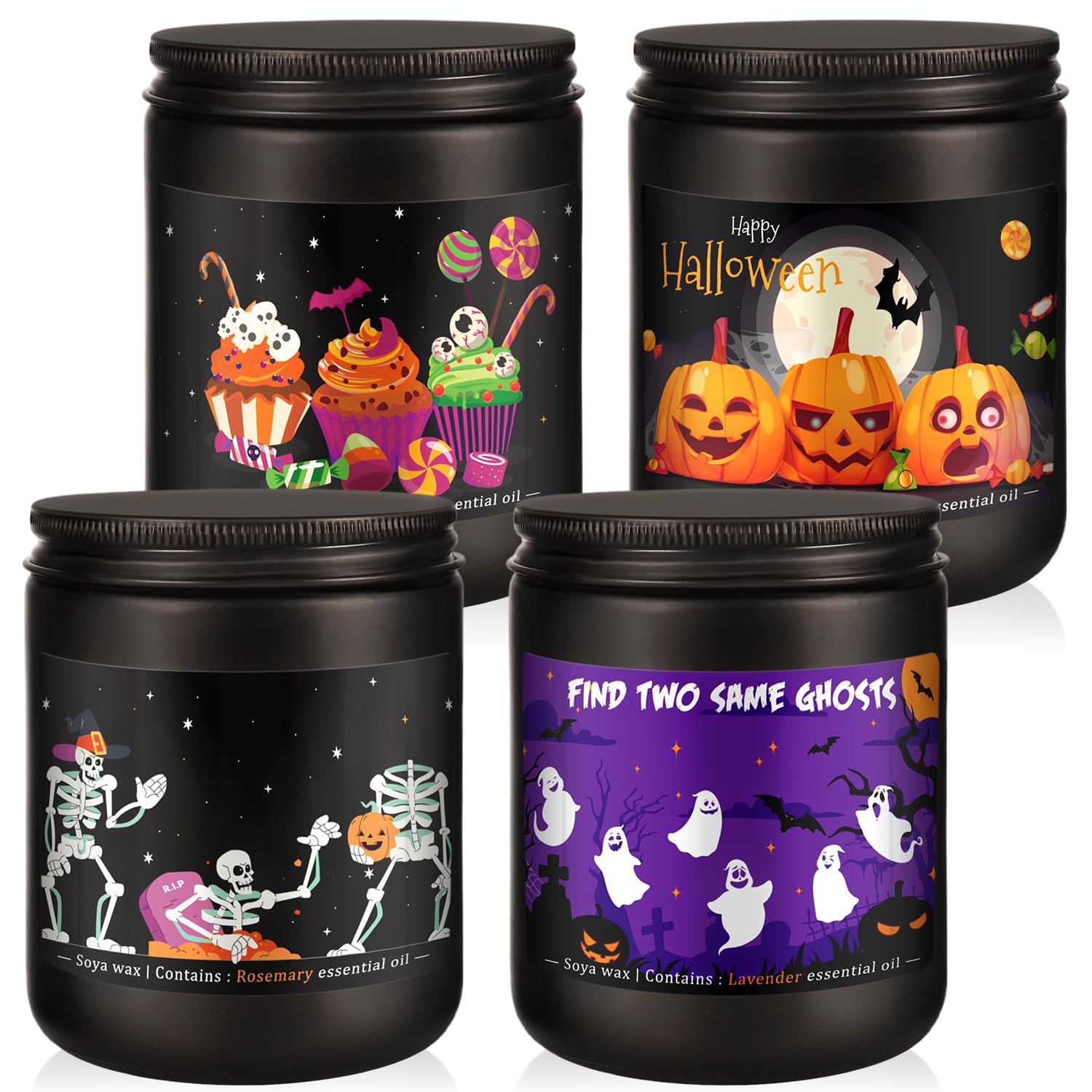 Close-up of a Halloween scented soy wax candle