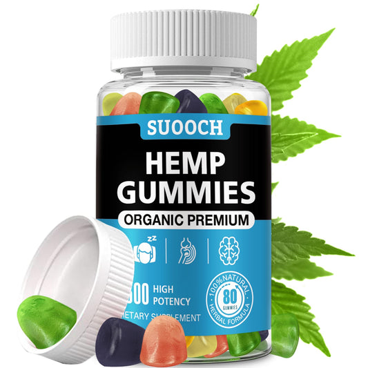 Front view of 4-pack natural hemp gummies bottle