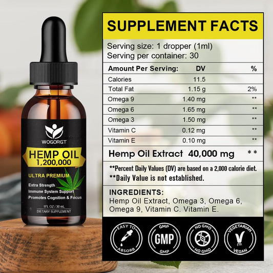 Side view of four 30mL hemp oil bottles in a pack