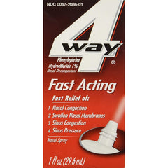 4-Way Fast Acting Nasal Spray bottle for rapid congestion relief