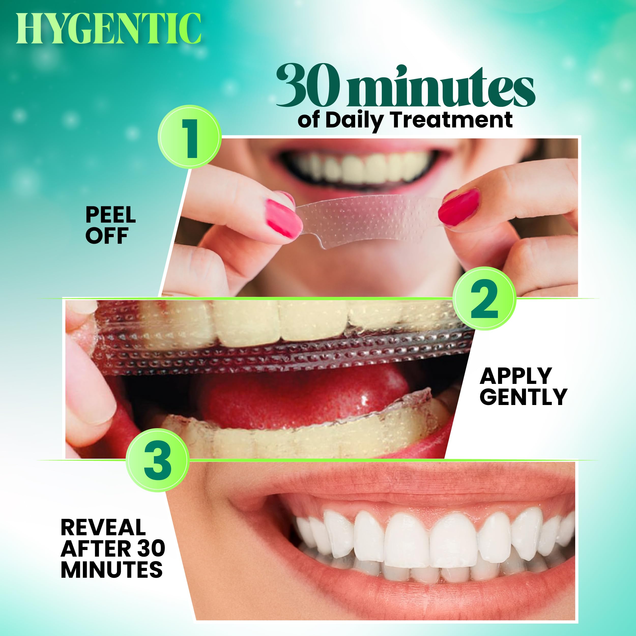 Mint-flavored whitening strips for a refreshing finish