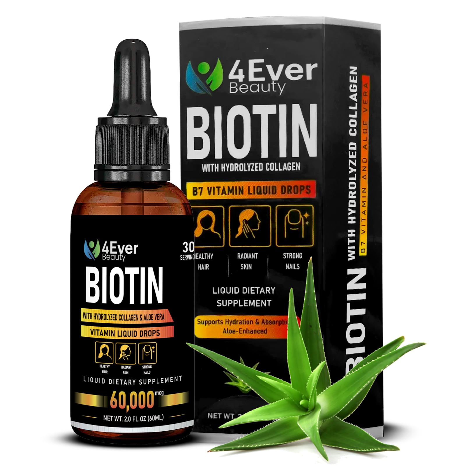 Hero image of 4Ever Beauty Liquid Biotin Collagen Drops 2oz bottle