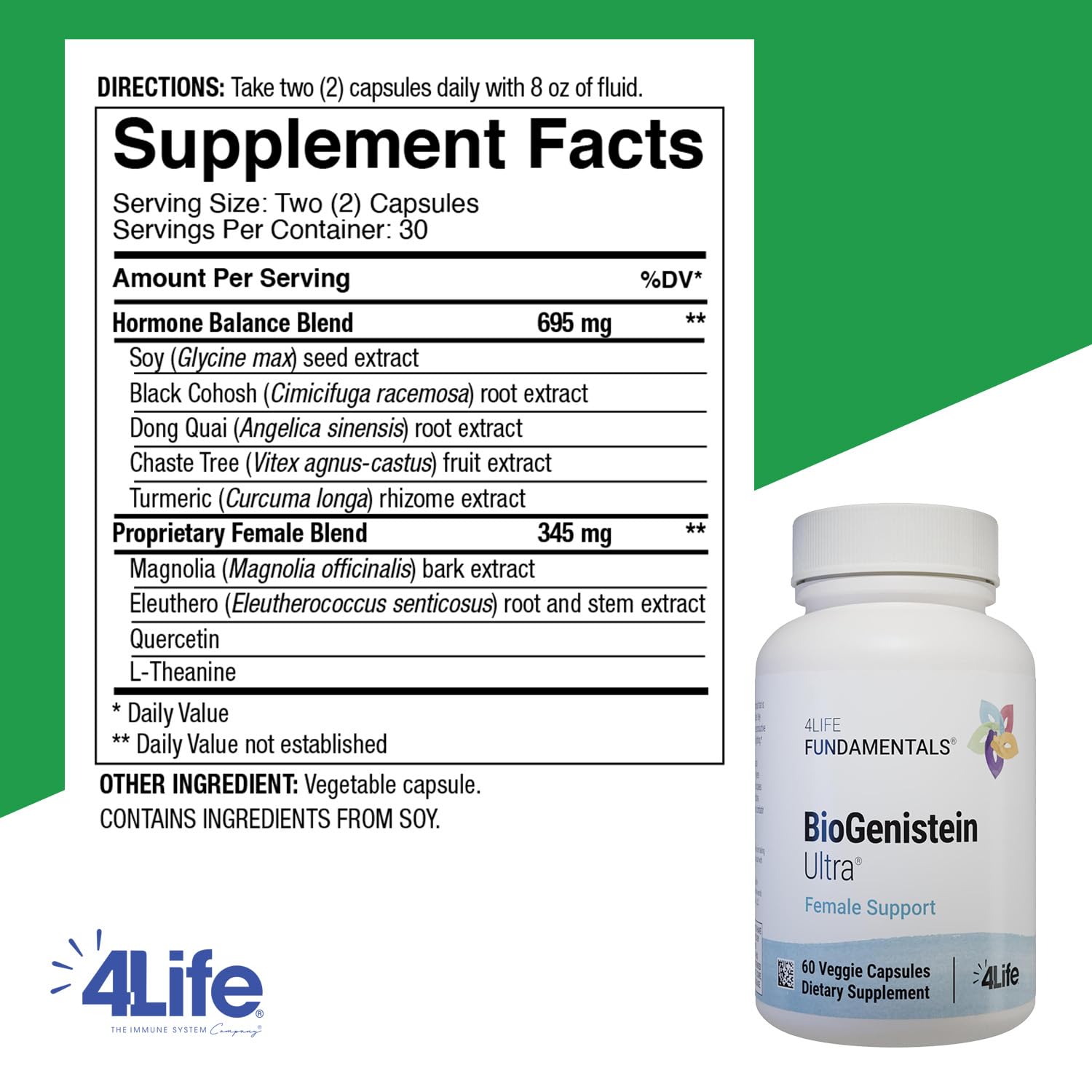 Product label for 4Life BioGenistein Ultra