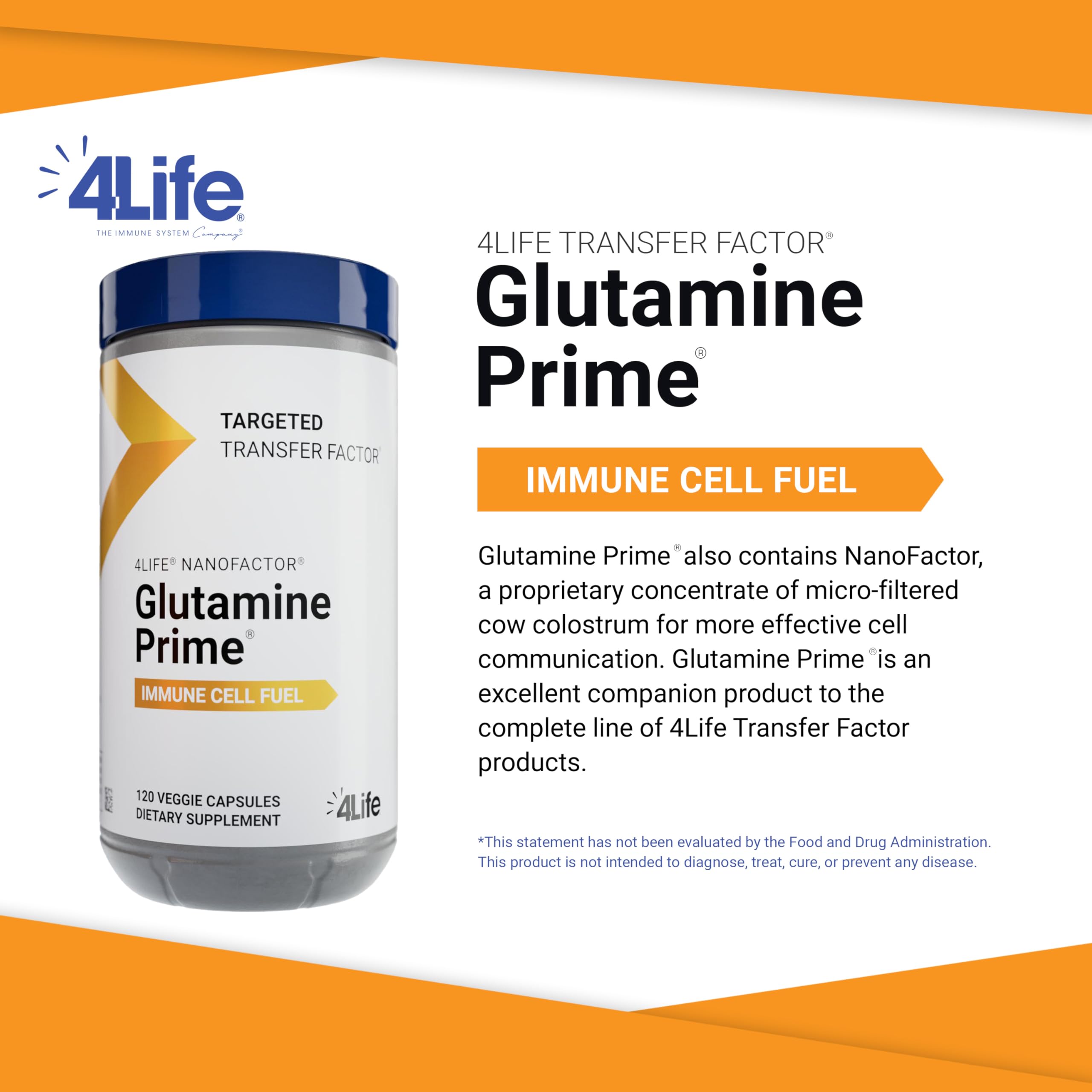 Close-up of ingredients: Glutamine and NanoFactor in 4Life Glutamine Prime