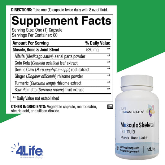60 veggie capsules bottle for 4Life Musculoskeletal Formula