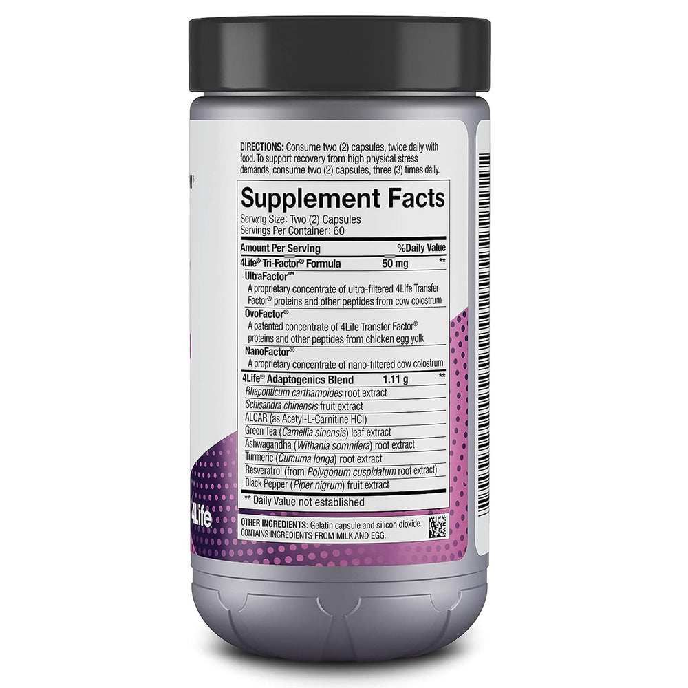 4Life Transfer Factor Renuvo bottle back label with supplement facts