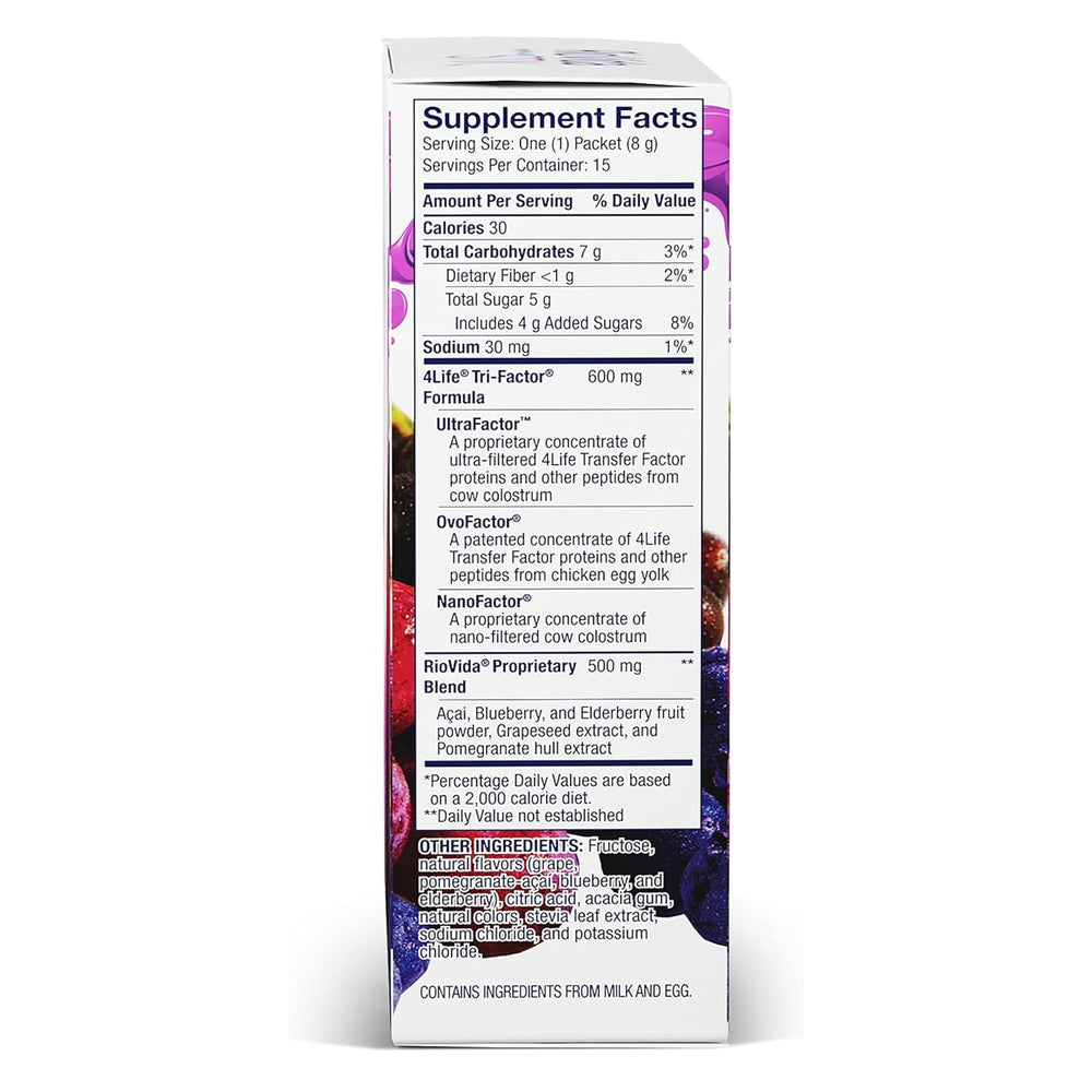 4Life RioVida Stix acai-pomegranate cup highlights antioxidant-rich fruit juices