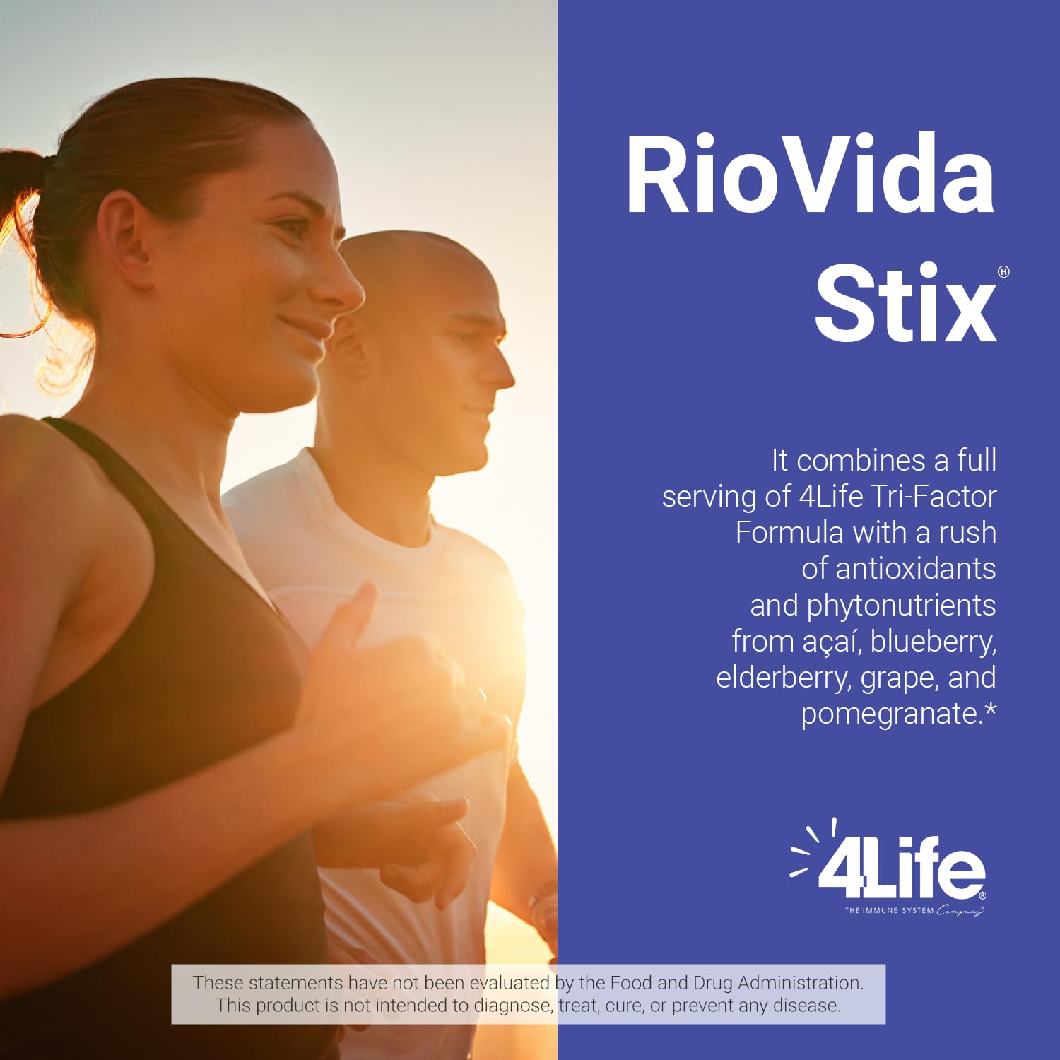 4Life RioVida Stix branding and label showcase trusted Tri-Factor formula