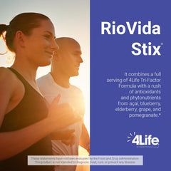 4Life RioVida Stix branding and label showcase trusted Tri-Factor formula