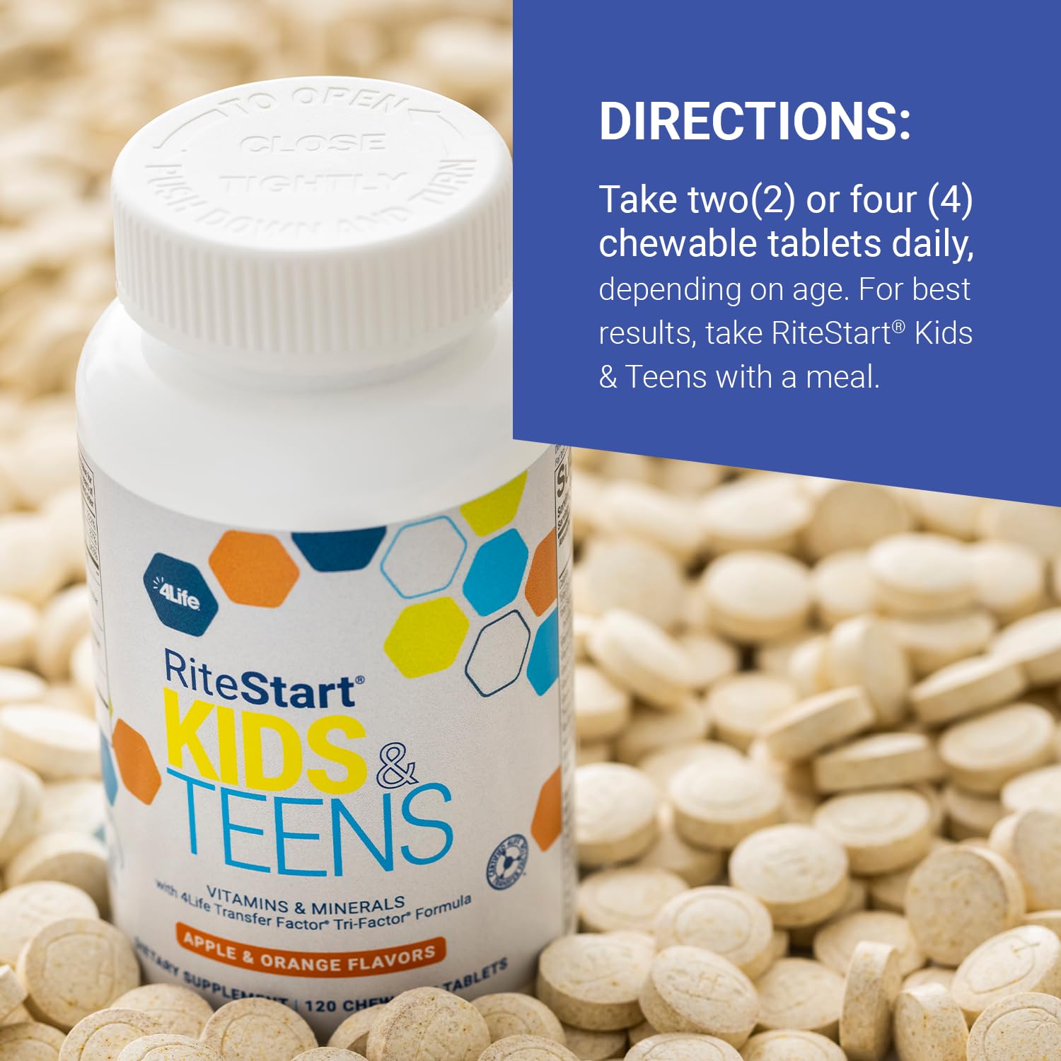 4Life child taking chewable tablet showing convenient use