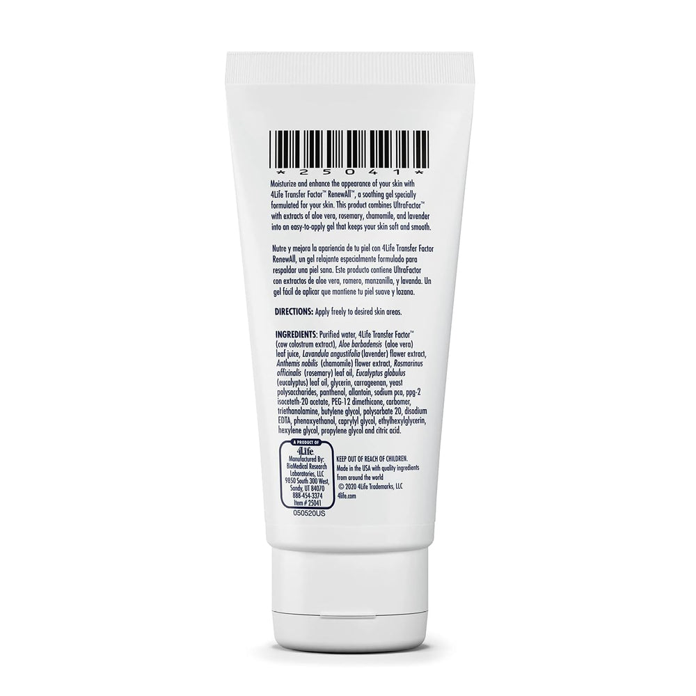 Packaging of 4Life Transfer Factor RenewAll Gel 2oz