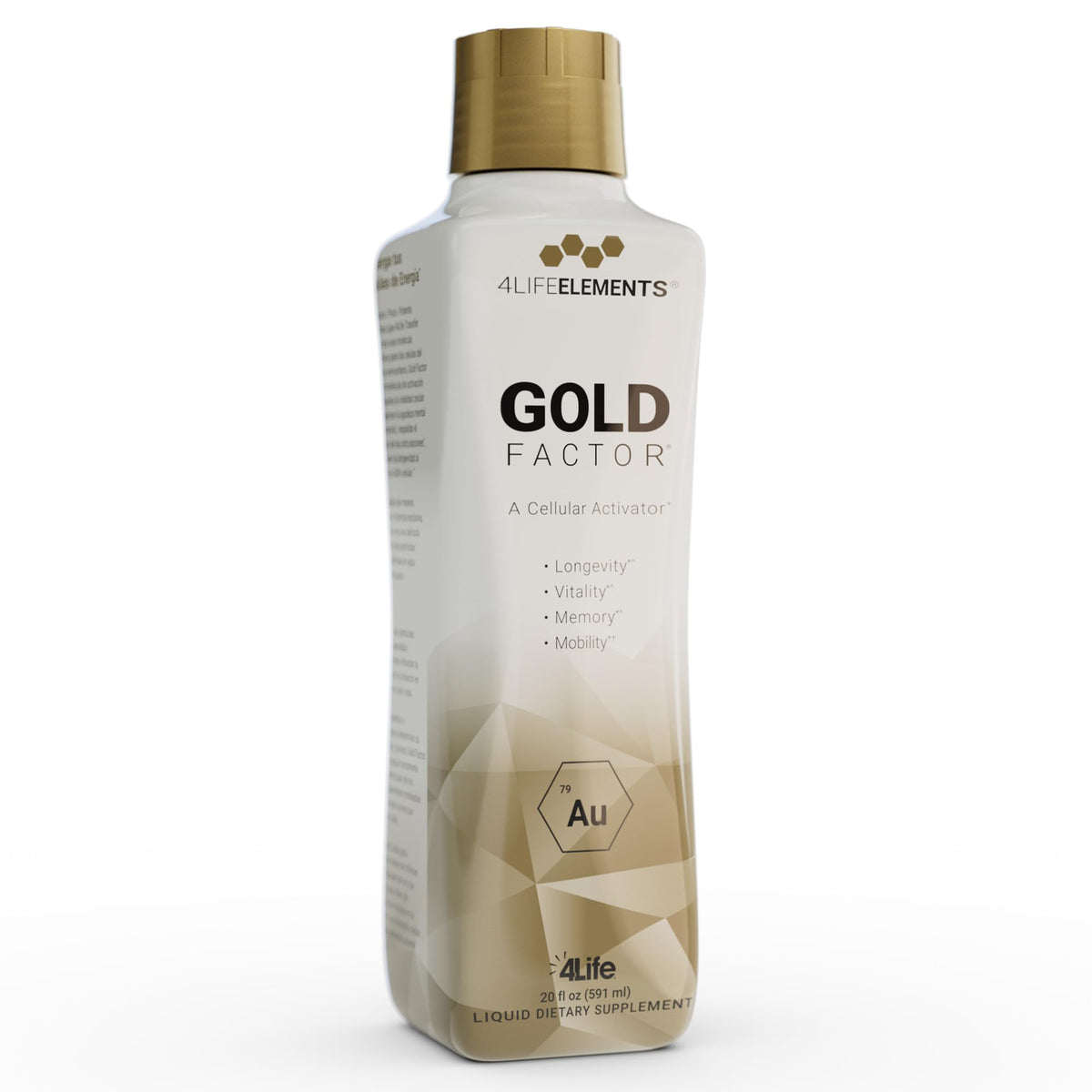 Front view of 4LifeElements Gold Factor 32 oz bottle