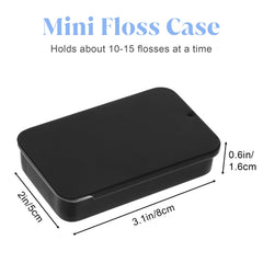 Open black floss case showing sliding dispenser.