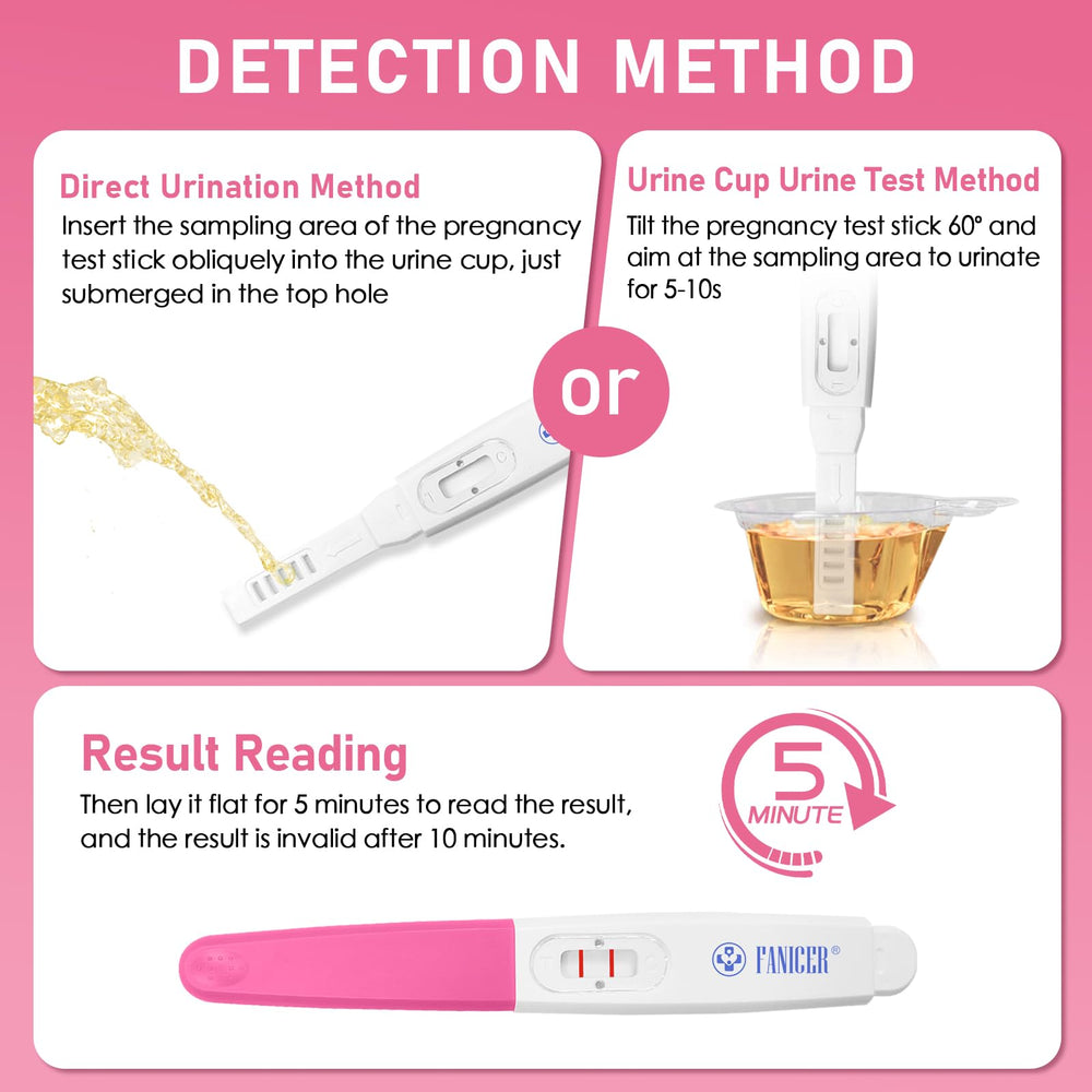 Close-up of a pregnancy test strip showing clear result lines
