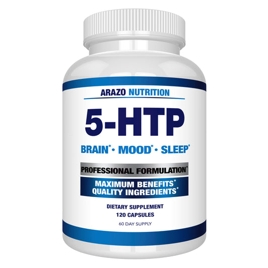 Arazo Nutrition 5-HTP 200 mg Plus Calcium bottle – 120 capsules