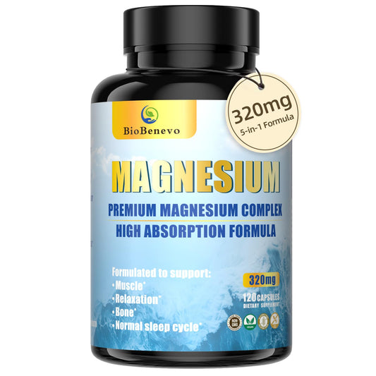 Bottle front label of 5-in-1 Magnesium Complex