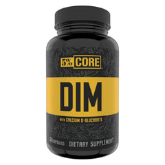 Bottle label for 5% Nutrition Core DIM supplement