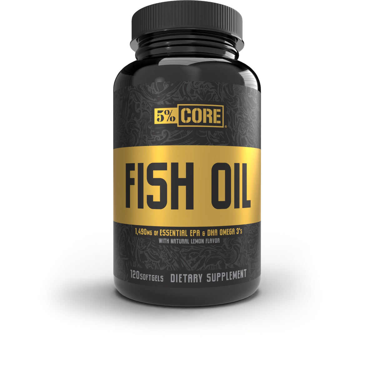 5% Nutrition Core Fish Oil bottle with 120 softgels