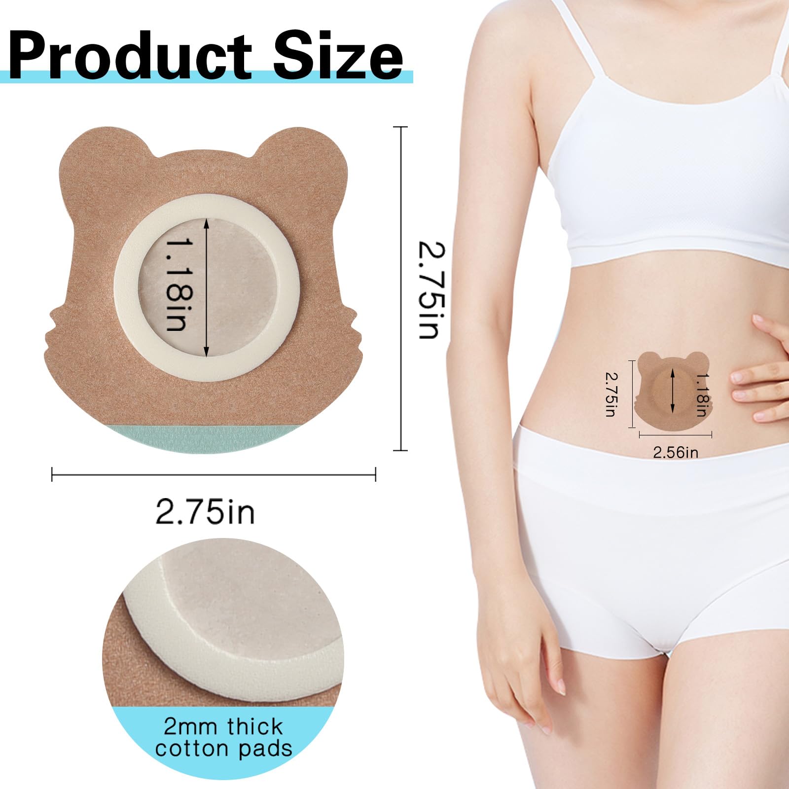 Open package of 50 disposable castor oil patches in skin color bear shape