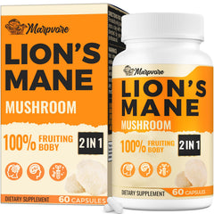 Bottle of 60 Lions Mane brain supplement capsules