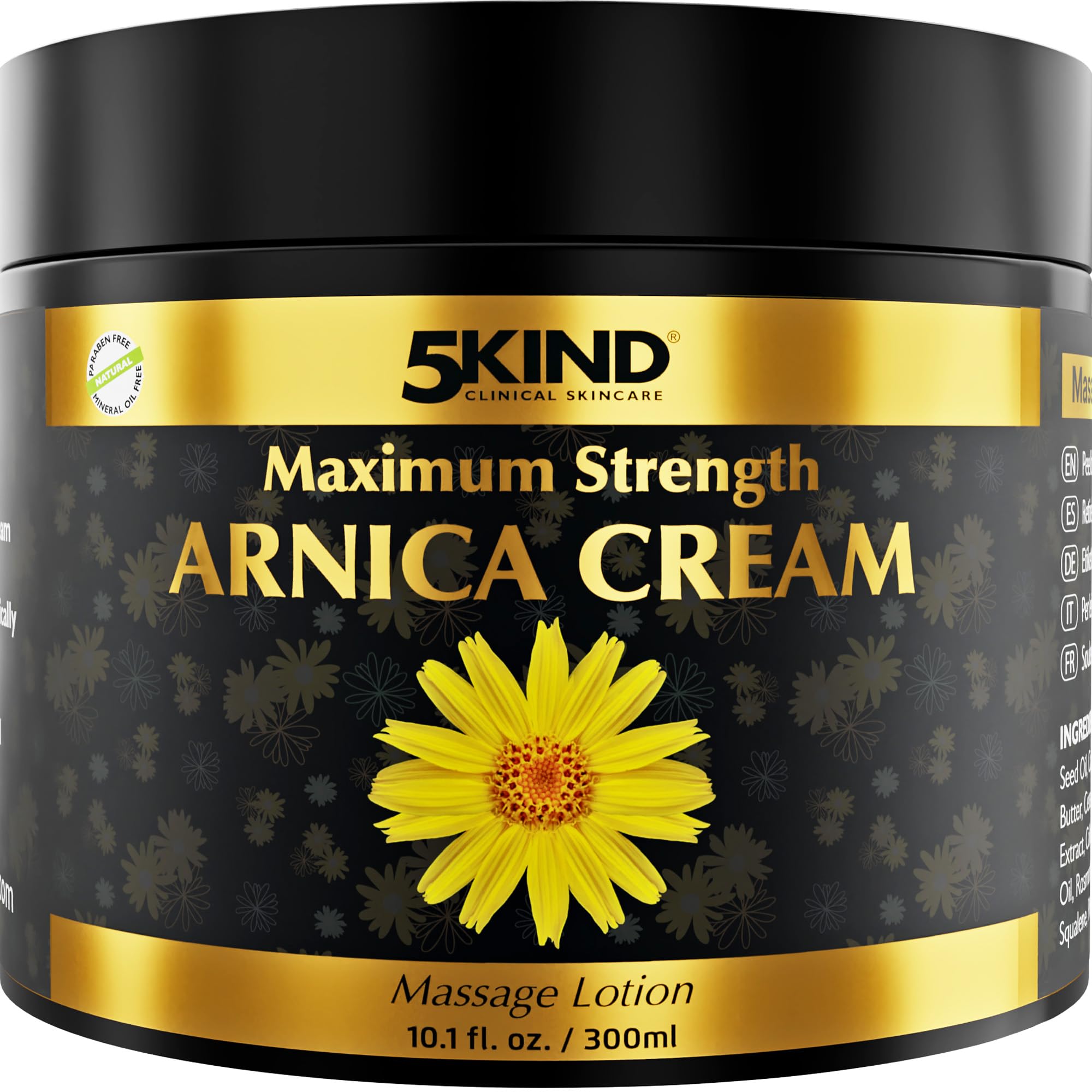 5kind extra-strong arnica-cream bottle close-up for bruise support