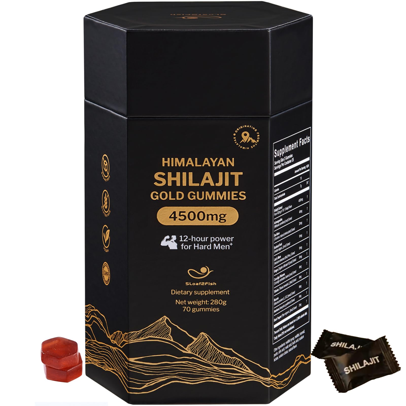 5Loaf2Fish Shilajit Gummies bottle shot for daily vitality in a convenient form