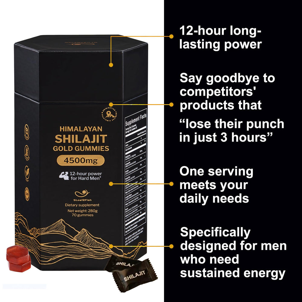 5Loaf2Fish Shilajit Gummies ingredients panel shows mineral-rich formula