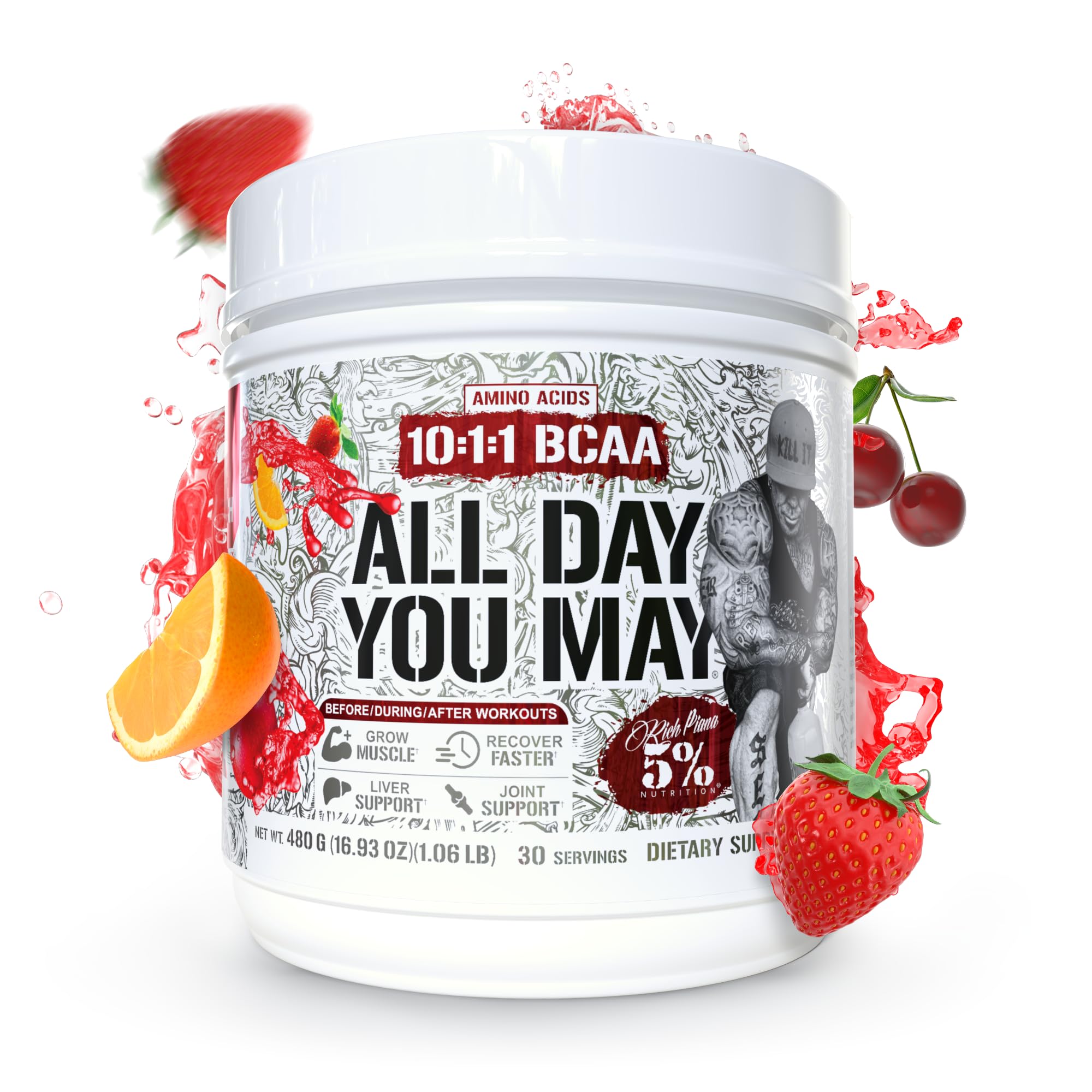 Close-up of ADYM ingredients panel reveals essential amino acids and hydration components.