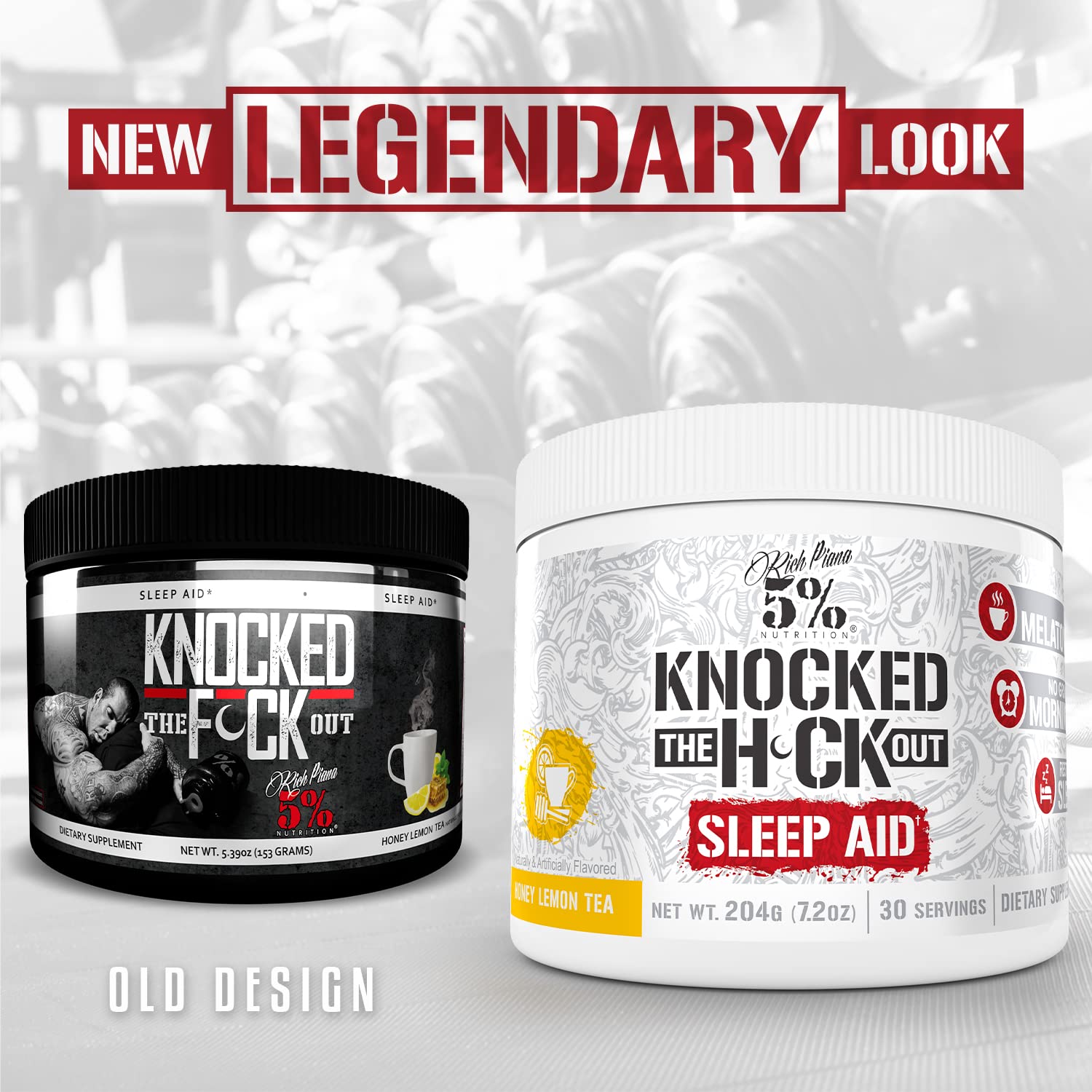 Rich Piana Knocked Out label close-up showing melatonin and herbal blend for relaxation