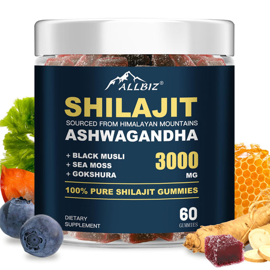 Gold-grade Himalayan Shilajit gummies with Ashwagandha and Gokshura