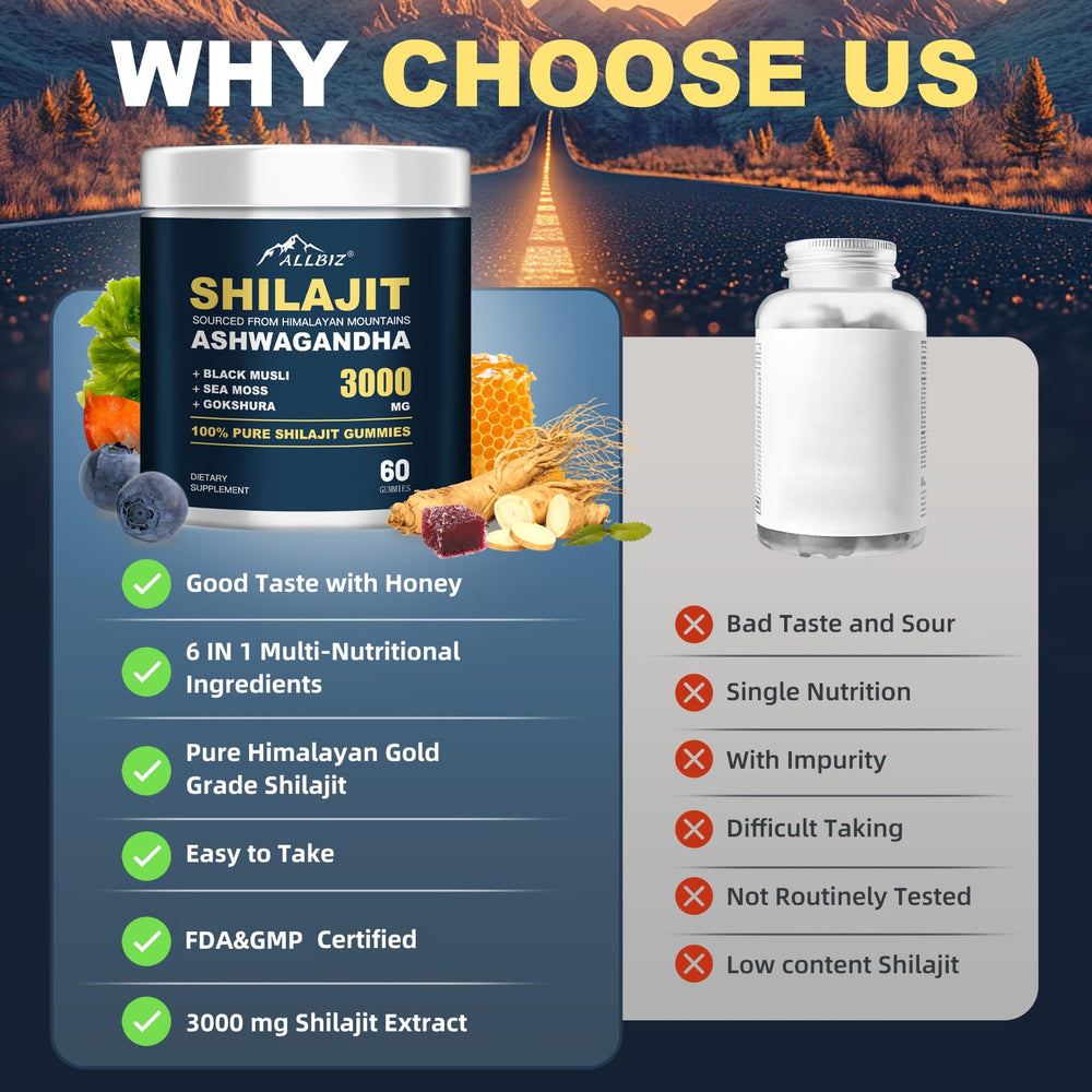 Shilajit, Ashwagandha, and Gokshura ingredient illustration