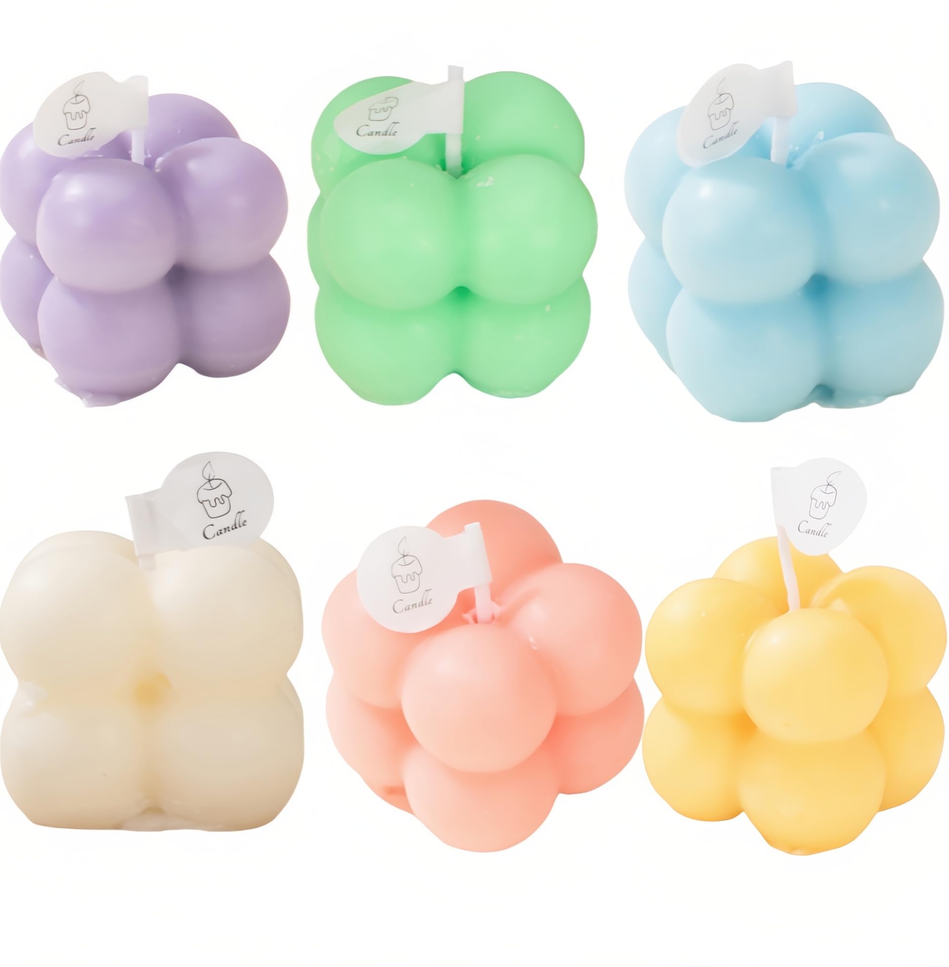 Pastel lavender bubble-shaped mini soy candle in frosted jar