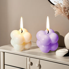 Pastel sky blue bubble-shaped mini soy candle in frosted jar