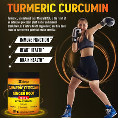 Ingredients listing showing Turmeric Curcumin, Ginger, Garlic Bulb, Bromelain, Moringa, Black Pepper