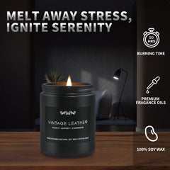 Close-up of Vintage Oak candle from the six-pack set