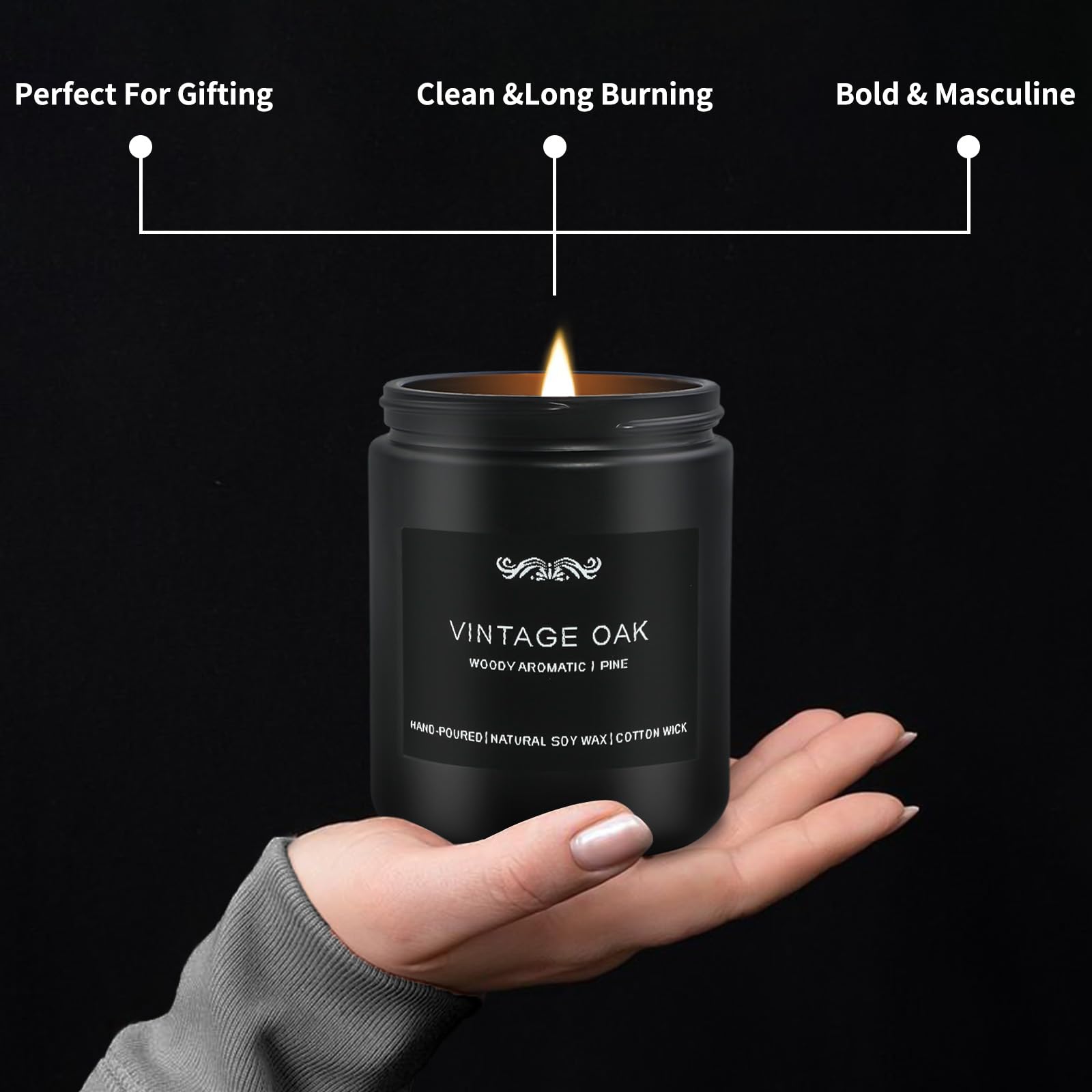 Close-up of Magnolia & Sandalwood candle from the six-pack set