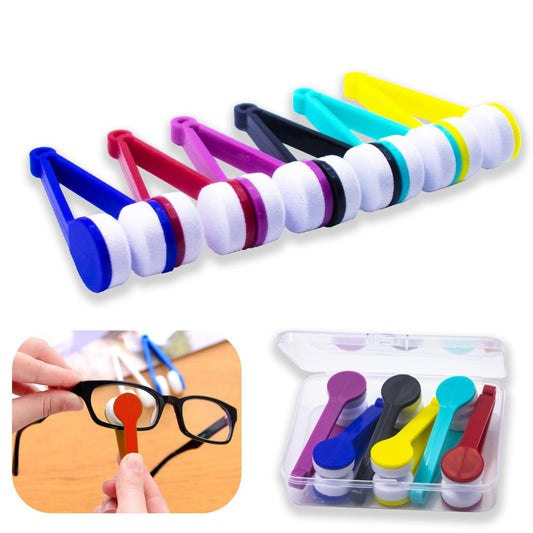 Six-pack of multi-color mini microfiber eyeglass and sunglasses cleaner tools