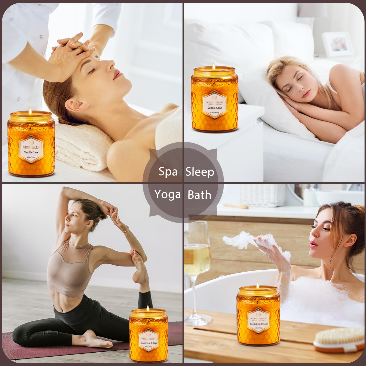 Amber gift set packaging image for the six-pack soy wax candles.