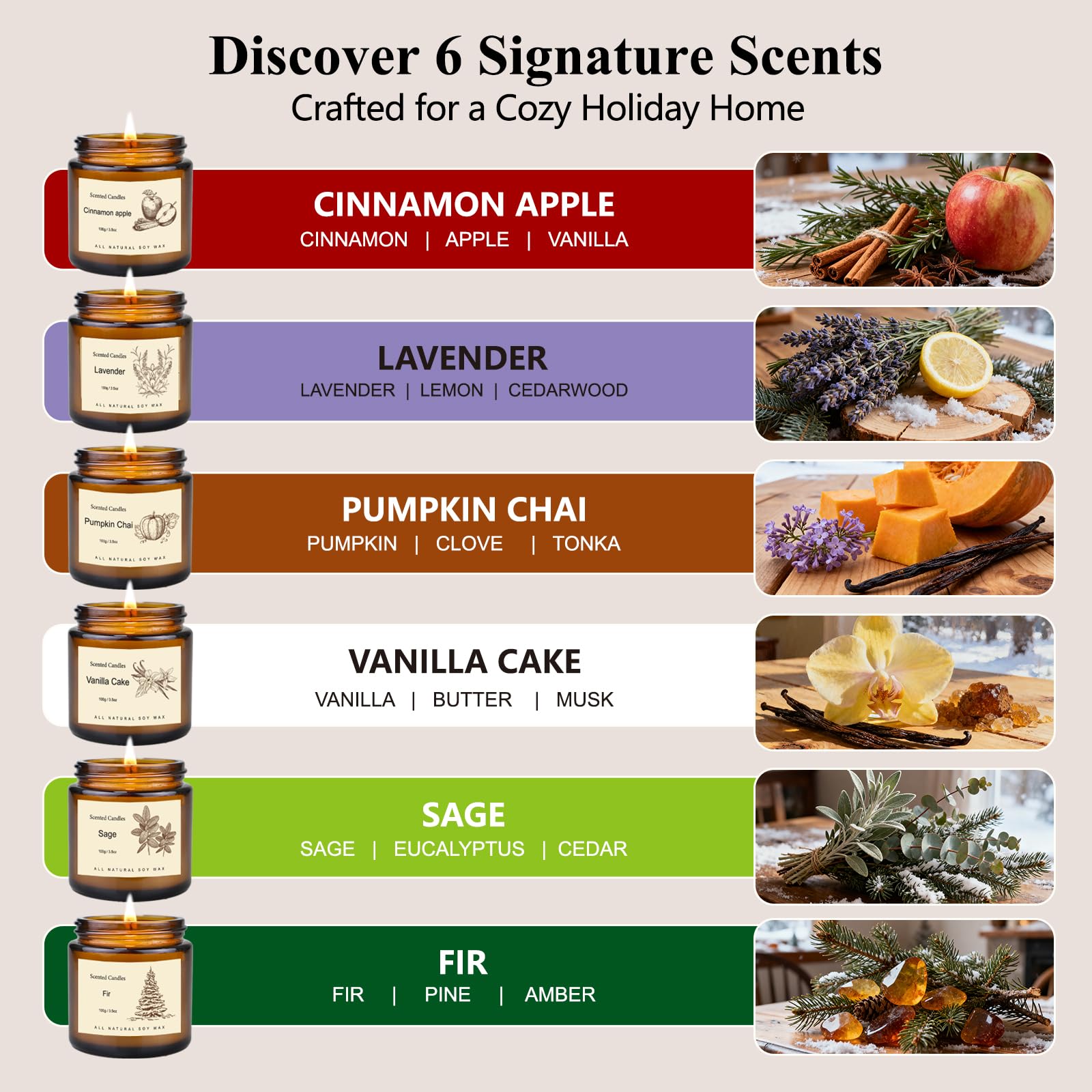 Close-up of Cinnamon Apple and Vanilla scented soy candle
