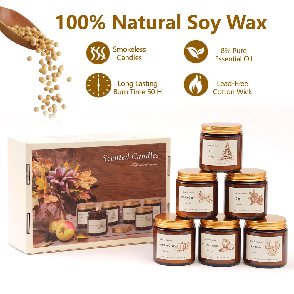 Assorted soy candles in winter theme