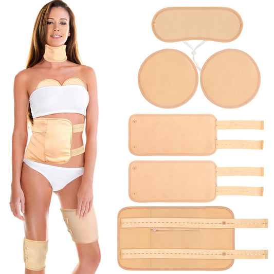 Six-piece organic cotton castor oil pack wrap kit for liver detox