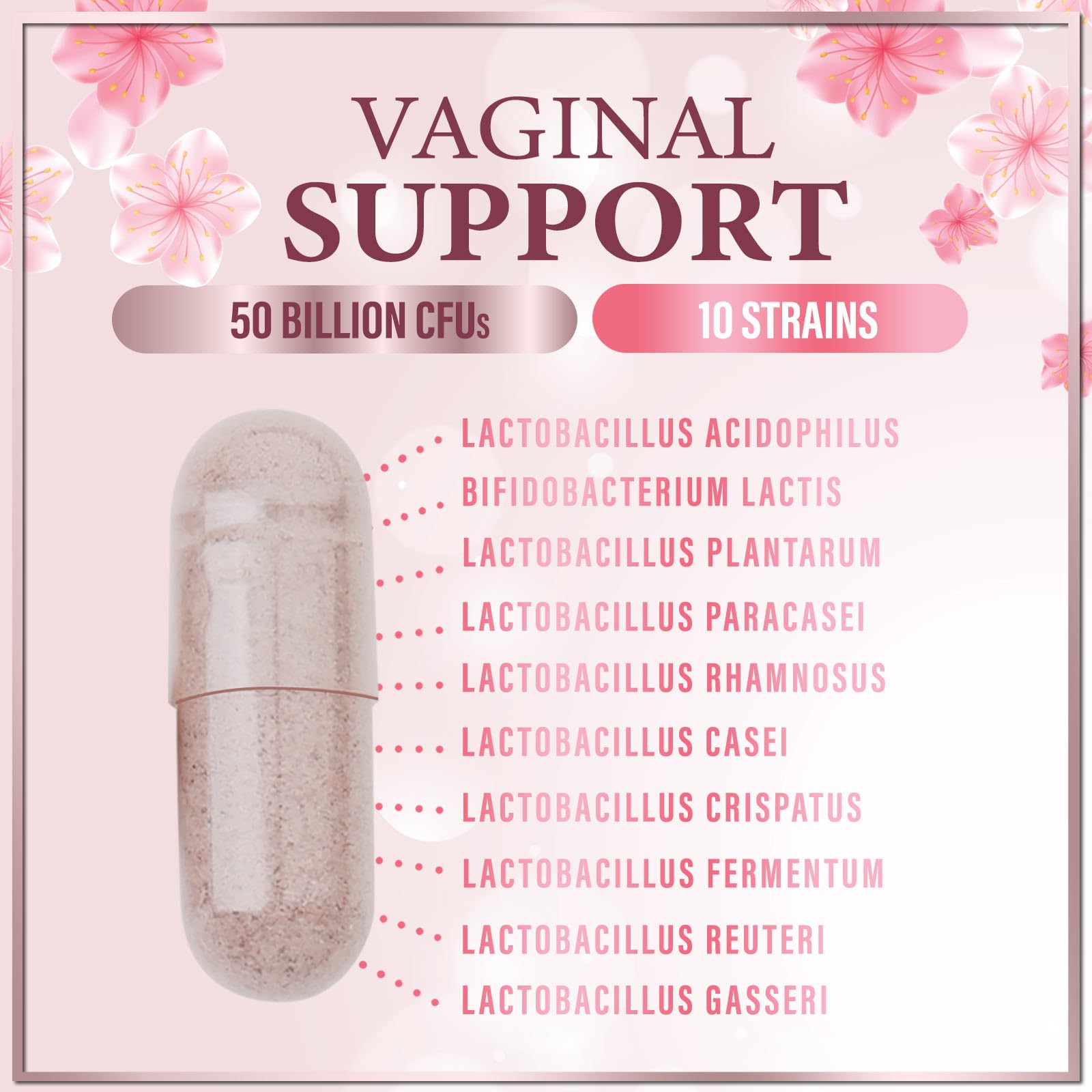 60-count capsule close-up for vaginal probiotic